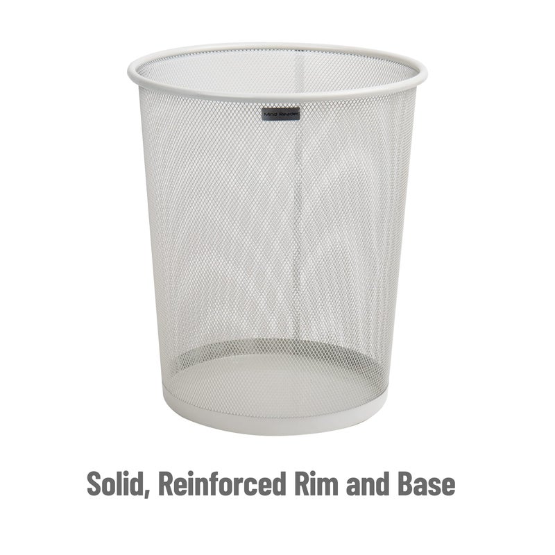 Mind Reader Mesh Trash Can, 16.65L (4.4 gal), Waste Paper Basket, Round, Office, Metal Mesh, White - Image 4